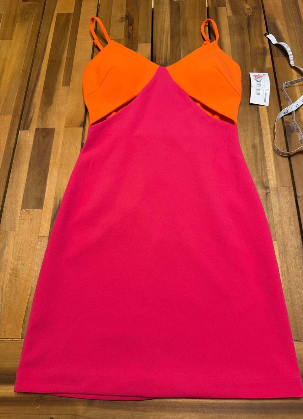 Dear Moon Color Block Pink and Orange Midi Dress